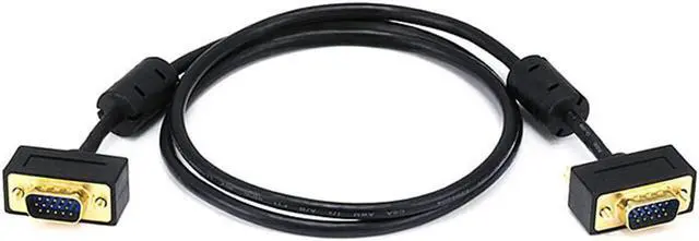 Alt view image 6 of 14 - Monoprice Ultra Slim SVGA Super VGA Male to Male Monitor Cable - 3 Feet With Ferrites | 30/32AWG, Gold Plated Connector
