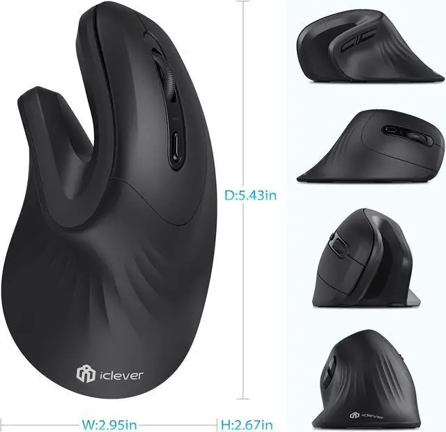 Alt view image 7 of 7 - iClever Ergonomic Wireless Mouse, TM209G 2.4G Vertical Ergonomic Optical Mouse with 3 Adjustable DPI 800/1200/1600 Levels 6 Buttons for Laptop, PC, Desktop, Computer, Notebook