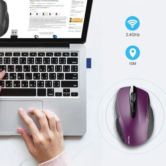 Alt view image 4 of 7 - TeckNet Pro 2.4G Ergonomic Wireless Optical Mouse with USB Nano Receiver for LaptopPCComputerChromebookNotebook6 Buttons24 Months Battery Life 2600 DPI 5 Adjustment Levels
