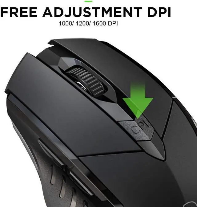 Alt view image 4 of 6 - Bluetooth Mouse, INPHIC Rechargeable Wireless Mouse Multi-Device (Tri-Mode:BT 5.0/4.0+2.4Ghz) with Silent , 3 DPI Adjustment, Ergonomic Optical Portable Mouse for Laptop Android Windows Mac OS, Black