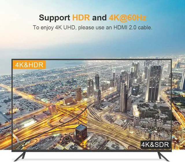 Alt view image 3 of 7 - Active DP to HDMI Adapter HDR 4K@60Hz, CableCreation Gold-Plated DisplayPort 1.4 to HDMI 2.0 Converter (Male to Female), Support 4K@60Hz, 2K@144Hz, 1080P@144Hz, Eyefinity Multi-Display