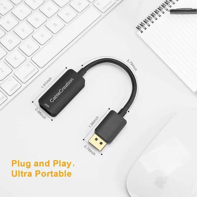 Alt view image 7 of 7 - Active DP to HDMI Adapter HDR 4K@60Hz, CableCreation Gold-Plated DisplayPort 1.4 to HDMI 2.0 Converter (Male to Female), Support 4K@60Hz, 2K@144Hz, 1080P@144Hz, Eyefinity Multi-Display