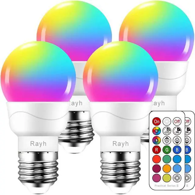 Main image of Color Changing Light Bulb RGB LED Light Bulbs Dimmable 5W 40W Equivalent500LM E26 Screw Base bulbs Decorative Flood Lights Mood Light -Timing12 Colors2700KGreat for Home Stage Party(4 pack)