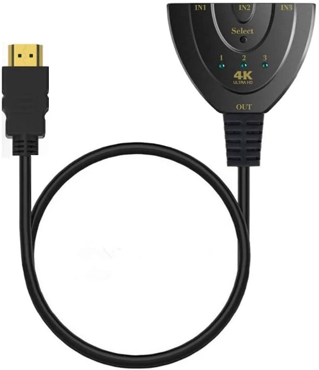 Alt view image 2 of 5 - 4K HDMI Switch 3 in 1 OutAnbear 3 Port HDMI Switch 3x1 Switch Splitter with Pigtail Cable Supports Full HD 4K@30HZ 1080P DVD 3D Player