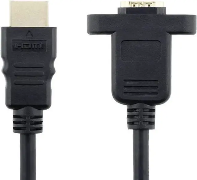 Alt view image 6 of 7 - Bluwee HDMI Extension Cable High Speed HDMI Male to Female Extension Wire Cord HDMI Extender w/Screw Nut for Panel Mount - Gold Plated Plugs Black (1FT)