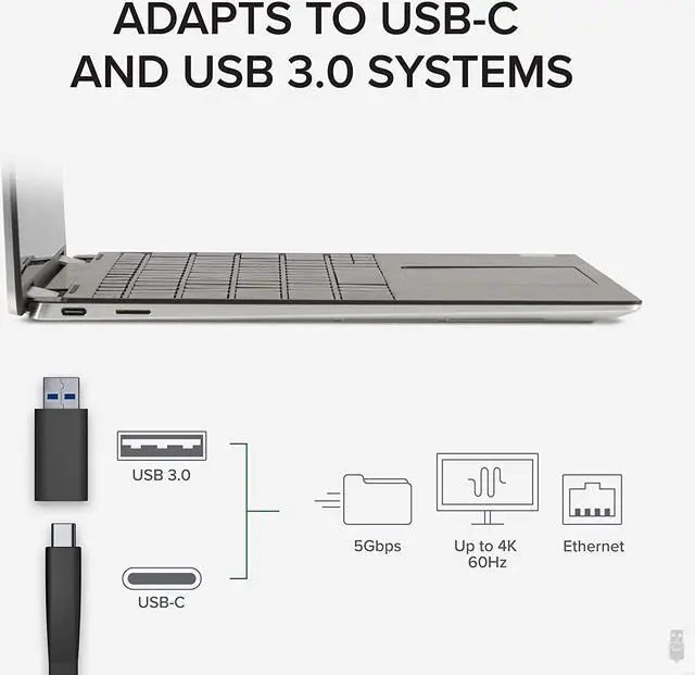 Alt view image 4 of 7 - Plugable 4K DisplayPort and HDMI Dual Monitor Adapter with Ethernet for USB 3.0 and USB-C Compatible with Windows