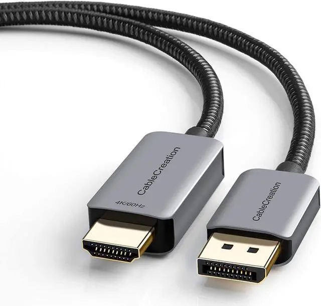 Main image of Active DP to HDMI Cable HDR 4K@60Hz 2K@144Hz 1080P@144Hz CableCreation 8FT Unidirectional DisplayPort to HDMI Monitor Cable DP 1.4 to HDMI 2.0 Braided Support Eyefinity Multi-Display Alumium