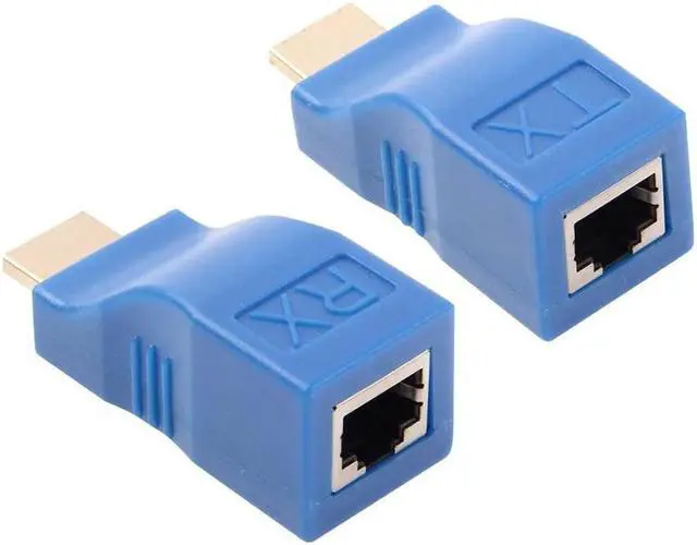 Alt view image 3 of 7 - HDMI Extender Up to 100ft HDMI Ethernet Network Extender Adapter Over RJ45 Cat5-e Cat6 Cable (Transmitter + Receiver 1 Port RJ45)