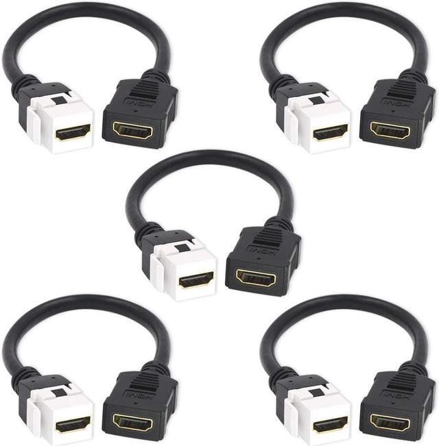 VCE HDMI Keystone Jack 6-Pack, 4K HDMI Female to Female Adapter HDMI  Coupler Snap-in for Keystone Wall Plate, Black