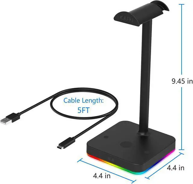 Alt view image 6 of 6 - KAFRI RGB Headphone Stand with Wireless Charger Desk Gaming Headset Holder Hanger Rack with 10W/7.5W Fast Charge QI Wireless Charging Pad - Suitable for Gamer Desktop Table Game Earphone Accessories