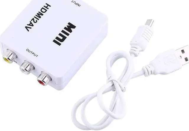 Main image of Digital RCA to HDMI Converter,1080P AV to HDMI Video Converter Mini RCA Composite CVBS Adapter with USB Charge Cable Support 1080P for PC Laptop Mini Xbox PS2 PS3 TV STB VHS VCR Camera DVD(White)