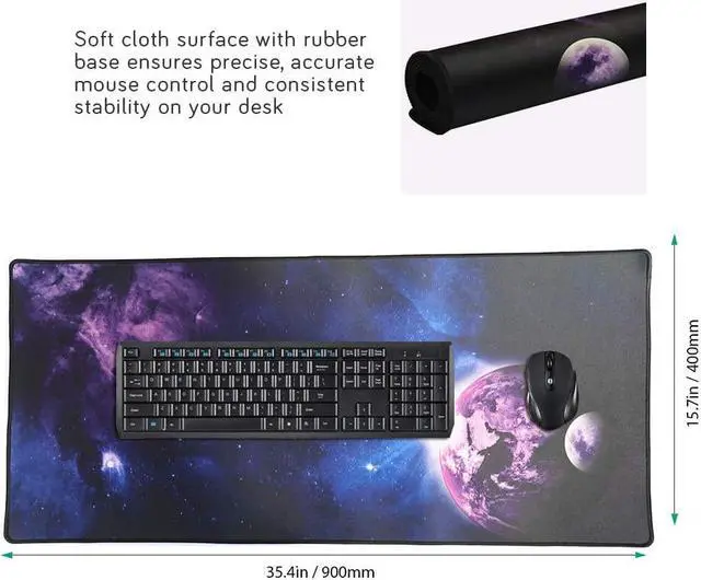 Alt view image 2 of 7 - Cmhoo XXL Professional Large Mouse Pad & Computer Game Mouse Mat (35.4x15.7x0.1IN, Sky Planet)