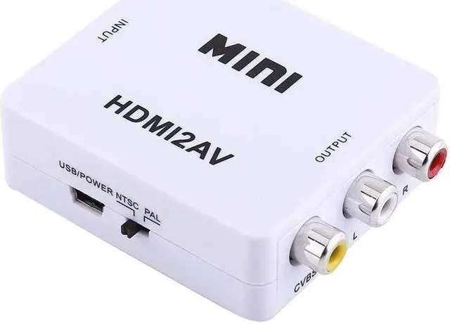 Alt view image 4 of 7 - Digital RCA to HDMI Converter,1080P AV to HDMI Video Converter Mini RCA Composite CVBS Adapter with USB Charge Cable Support 1080P for PC Laptop Mini Xbox PS2 PS3 TV STB VHS VCR Camera DVD(White)
