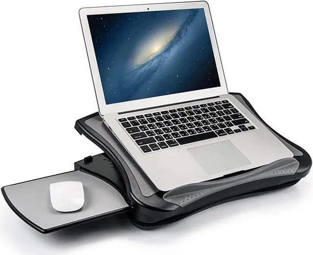 Main image of MAX SMART Laptop Lap Pad Laptop Stand with Attached Mouse Pad Cushion and USB Cooling Fan Non-Slip Heat Shield Tablet Computer Stand for Sturdy Work Station for Home Office Bed Sofa Couch and Car