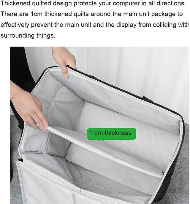 Alt view image 5 of 6 - Buwico Desktop PC Computer Travel Storage Carrying Case Bag with Wheels for Computer Main Processor Case, Monitor, Keyboard and Accessories (24 Inch)