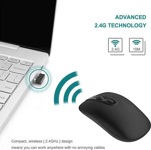 Alt view image 7 of 7 - Rechargeable Wireless Mouse for Laptop, cimetech 2.4G Computer Mouse Cordless Optical Mice, Slim Quiet Wireless Mouse with USB Nano Receiver, 5 Adjustable DPI 2400/2000/1600/1200/800 (Black)