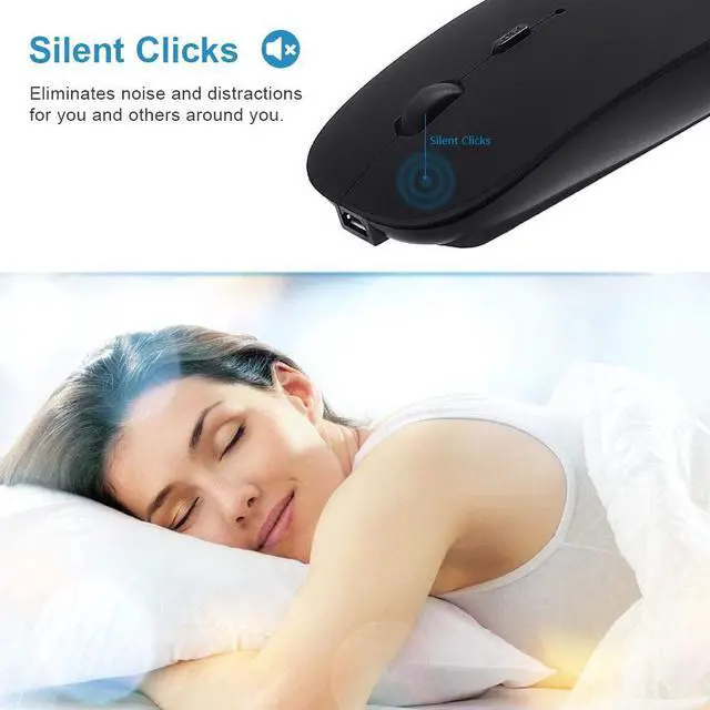 Alt view image 2 of 6 - Bluetooth Mouse for Laptop/MacBook/iPad/Android PC Rechargable Quiet Slim Wireless Mice Compatible with Windows/Linux/Tablet Black