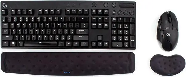Alt view image 7 of 7 - BRILA Memory Foam Mouse & Keyboard Wrist Rest Support Pad Cushion Set for Computer, Laptop, Office Work, PC Gaming - Massage Holes Design - Easy Typing Wrist Pain Relief (Black)