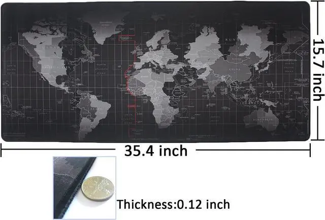 Alt view image 2 of 7 - Benvo Extended Mouse Pad Large Gaming Mouse Pad- 35.4x15.7x0.12 inch Computer Keyboard Mouse Mat Non-Slip Mousepad Rubber Base and Stitched Edges for Game Players, Office, Study World Map Design