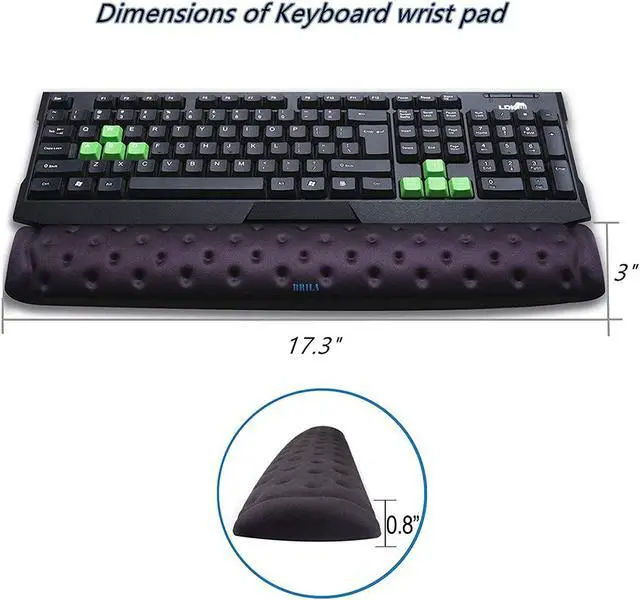 Alt view image 3 of 7 - BRILA Memory Foam Mouse & Keyboard Wrist Rest Support Pad Cushion Set for Computer, Laptop, Office Work, PC Gaming - Massage Holes Design - Easy Typing Wrist Pain Relief (Black)