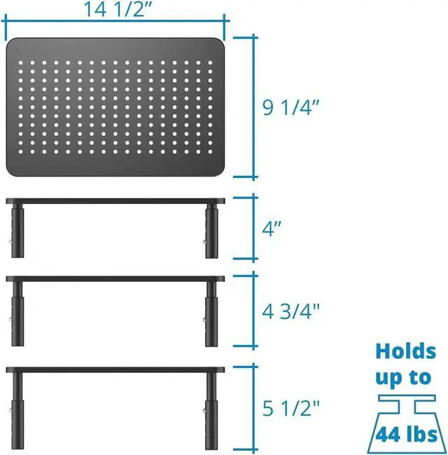 Alt view image 3 of 7 - 2 Pack Premium Laptop PC Monitor Stand with Sturdy, Stable Black Metal Construction. Fashionable Riser Height Adjustable with Non-Skid Rubber. Perfect for Computer Monitor iMac Stand or Computer Shelf