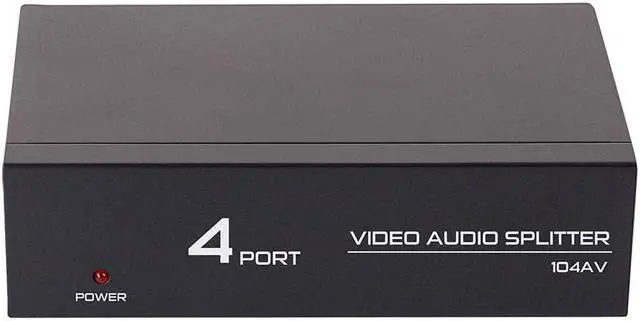 Alt view image 2 of 7 - DTECH Powered 4 Way 3 RCA Splitter Box 1 in 4 Out Composite Video Audio Distribution Duplicator with Power Adapter