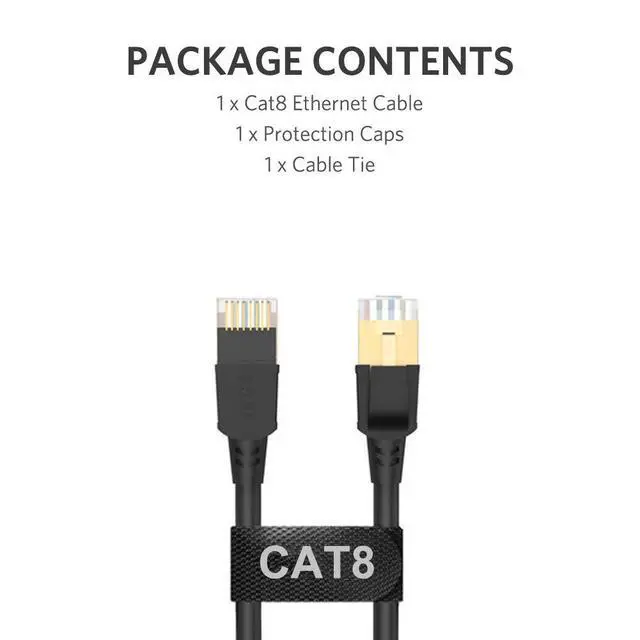 Alt view image 6 of 6 - ATTMONO Cat8 Ethernet Cable, Professional Network Patch Cable 40Gbps 2000Mhz S/FTP LAN Wires, High Speed Internet Cable Cord with RJ45 Gold Plated Connector for Modem, Router, PC