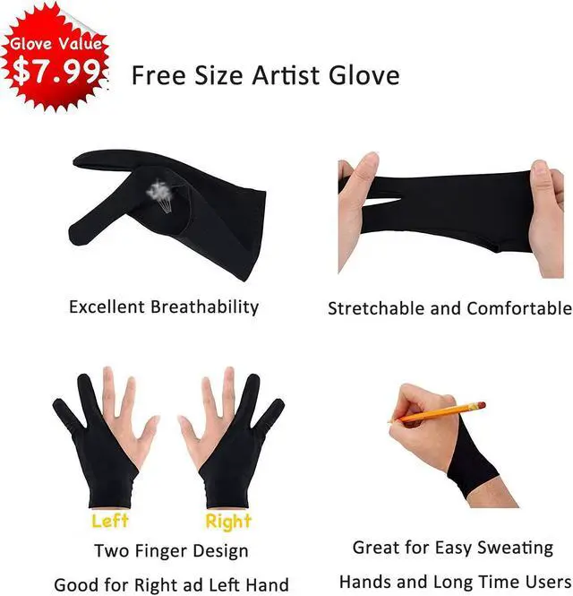 Alt view image 7 of 7 - Drawing Tablet Case Carrying Bag with Artist Glove Graphics Tablet Sleeve Protective Bag for Huion H610 Pro HS610 Xp-pen Deco 01 Star 06 Ugee M708 and Veikk A30 A50