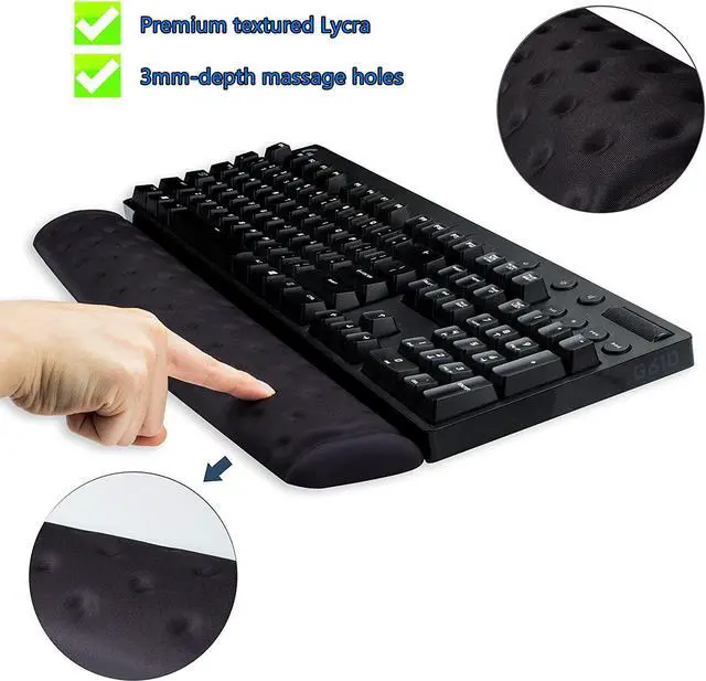 Alt view image 2 of 7 - BRILA Memory Foam Mouse & Keyboard Wrist Rest Support Pad Cushion Set for Computer, Laptop, Office Work, PC Gaming - Massage Holes Design - Easy Typing Wrist Pain Relief (Black)