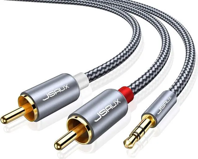 Main image of RCA to 3.5mm Cable 6.6ft Aux to RCA Headphone Male to Male Jack Adapter Nylon Braided 1/8 Audio Y Cord for Smartphones MP3 Tablets Speakers HDTV -Grey