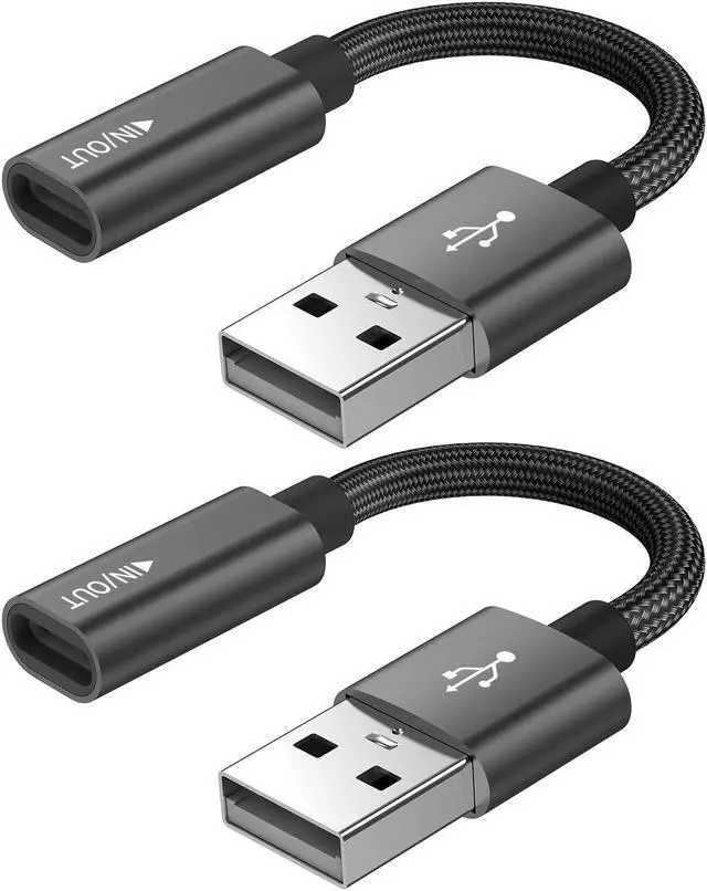 Main image of USB C Female to USB Male Adapter (2-Pack) Type C to USB A Charger Cable Adapter Compatible with iPhone 16 15 15 Pro Max iPad 2018  Galaxy Note 10 S22 S21 S20+ Plus Ultra Google Pixel 4 3