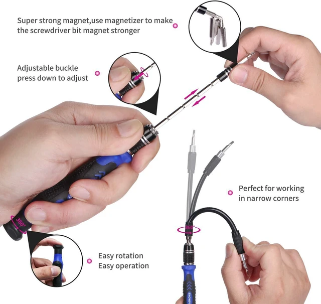 Alt view image 7 of 7 - Computer Repair Kit 122 in 1 Magnetic Laptop Screwdriver Kit Precision Screwdriver Set Small Impact Screw Driver Set with Case for Computer Laptop PC for iPhone iPad Ps4 DIY Hand Tools -Blue