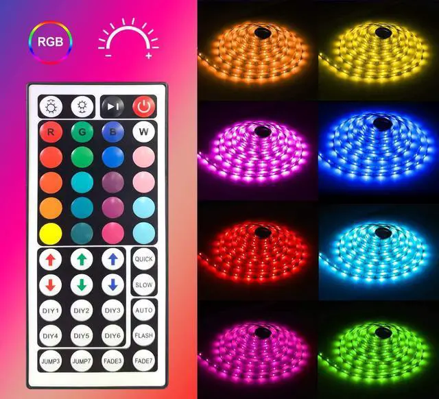 Alt view image 2 of 7 - MINGER LED Strip Lights 16.4ft RGB Color Changing LED Lights for Home Kitchen Room Bedroom Dorm Room Bar with IR Remote Control 5050 LEDs DIY Mode