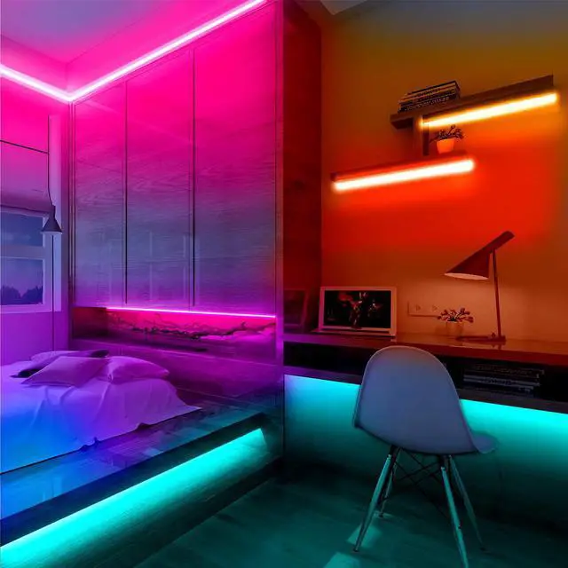 Alt view image 6 of 7 - Led Lights Color Changing Led Strip Lights with Remote Controller 60 ft 2 Rolls of 30 ft Led Lighting for Bedroom Home Decoration