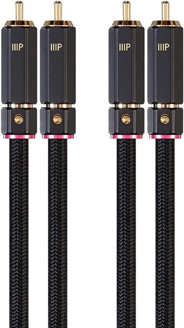 Main image of Male RCA Two Channel Stereo Audio Cable - 15 Feet - Black Gold Plated Connectors Double Shielded with Copper Braiding - Onix Series