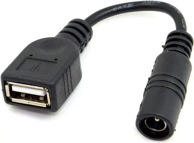 Alt view image 3 of 6 - 5V USB Female to DC Power Jack 5.5 2.1mm Charge Adpter Cable for Cell Phone & Tablet