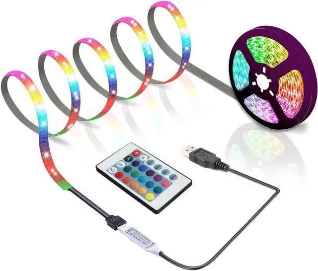 Main image of BIHAND 6.56ft USB LED Strip Lights USB Rope Lights with 24 Keys Remote DIY Indoor Decoration TV Backlight for 40-60in
