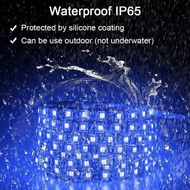 Alt view image 6 of 7 - Blue LED Light Strip 32.8ft Waterproof IP65 10M 600 LEDs 60 LEDs/M 5050 SMD Black PCB DC 12V with Enhanced 3M VHB Foam Tape for Home Garden Decoration Lighting 2X 16.4ft No Power Supply