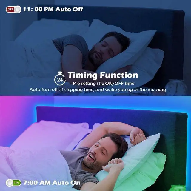 Alt view image 5 of 7 - 100ft Led Strip Lights Long Smart Led Light Strips Music Sync 5050 RGB Color Changing Rope Lights Bluetooth APP/IR Remote/Switch Box Control Led Lights for Bedroom Home Decoration Party Festival