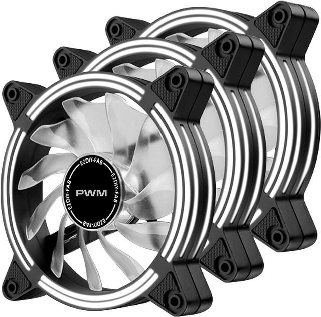 EZDIY-FAB 120mm PWM White Dual-Frame LED Case Fan for PC High Airflow Quiet,CPU Coolers, and Radiators,4-Pin-3-Pack… Fans - Newegg.com