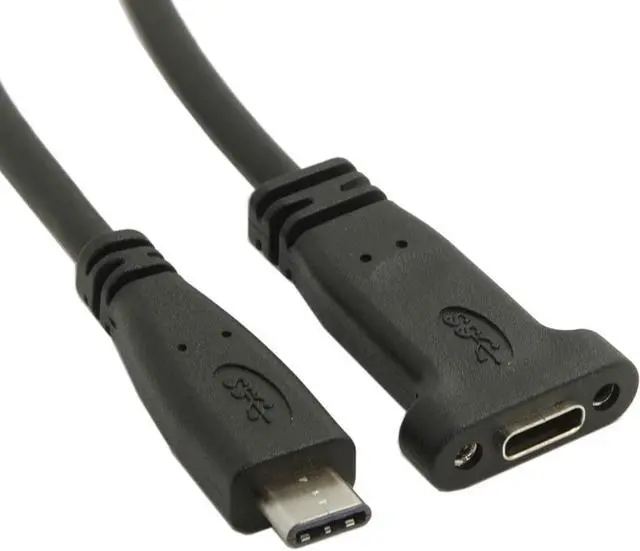 Alt view image 4 of 6 - USB-C USB 3.1 Type C Male to Female Data Extension Cable with Panel Mount Screw Hole