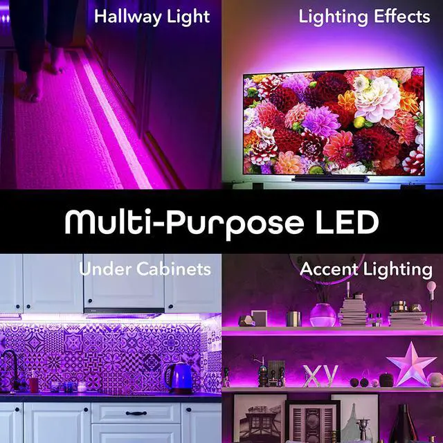 Alt view image 7 of 7 - Prisma Strip 9.8 ft Smart LED Strip Lights Indoor/Outdoor Adhesive Strips Lights for TikTok Alexa & Google Home Compatible. No Hub Required (3M Light Strips)