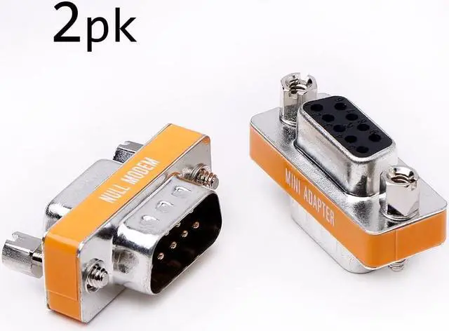 Alt view image 2 of 4 - DB9 null modem male to female slimline data transfer serial port adapter 2 Pack