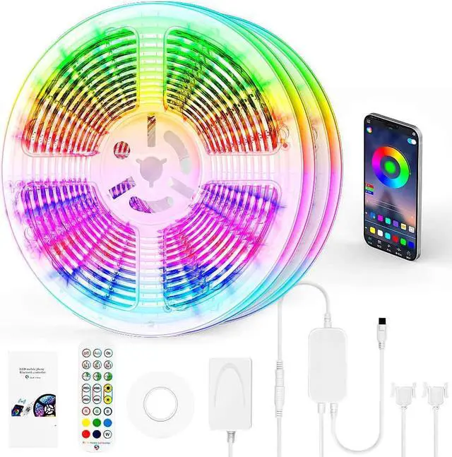 Main image of 100 FT LED Strip Lights LED Lights for Bedroom 100 ft with Remote + Bluetooth APP Phone Controlled Color Changing Long Smart LED Light Strip (2 Rolls of 50ft RGB LED Strip Lights)--Sync with Music