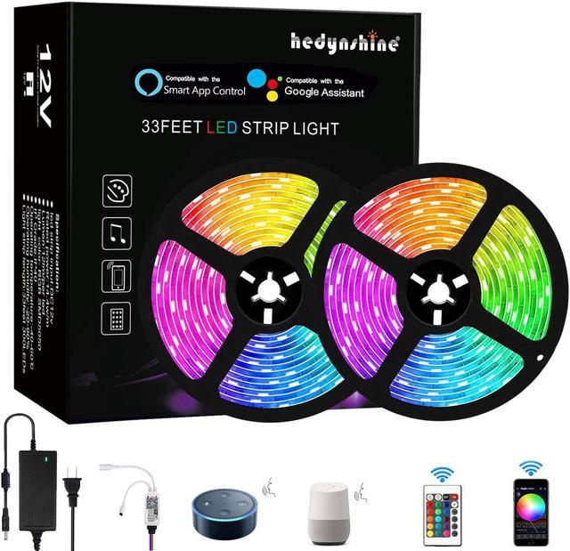 Hedynshine 33 Ft LED Strip Lights Waterproof 300pcs RGB Rope Lights Sync to  Music 24 Key Remote Control and Compatible with Alexa/Google HomeWiFi LED  Lights Strip 