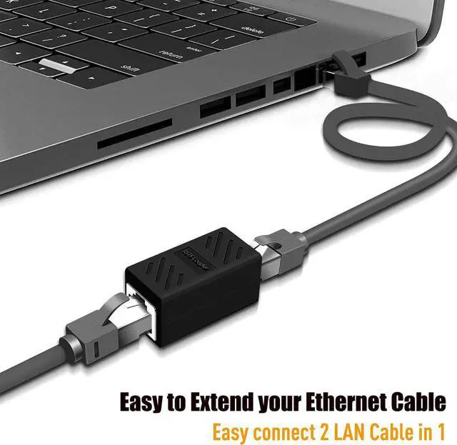 Alt view image 4 of 6 - RJ45 Coupler, PLUSPOE 2 Pack Ethernet Cable Extender Inline LAN Connector Plugs for Cat5 Cat5e Cat6e Cat7 Cable, Female to Female (Black)