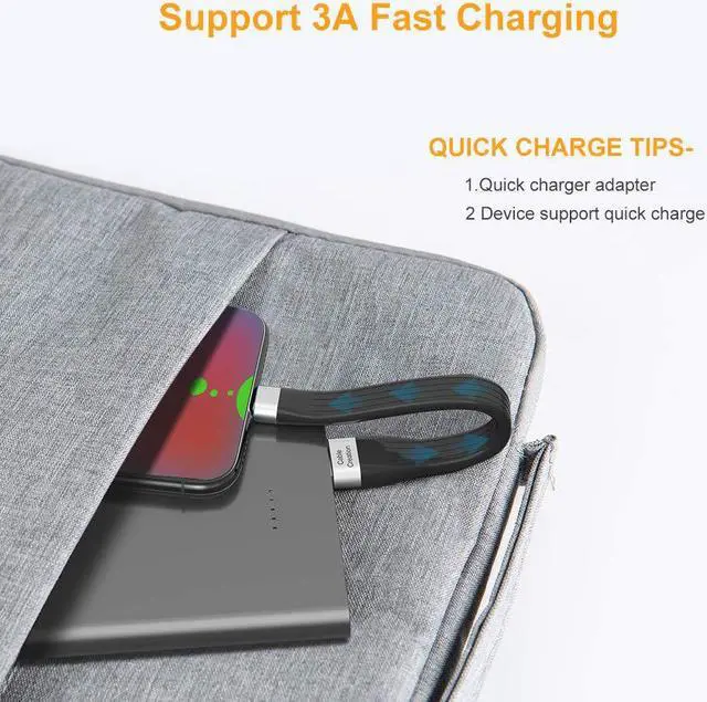 Alt view image 6 of 7 - Short USB 3.1 A to Type C Cable 5 inches CableCreation USB Type C Cable 3A Fast Charging USB C to A FPC Cable 5Gbps Compatible with MacBook iPad Pro S21/S20, SSD, Oculus Quest Link etc. 12cm Black