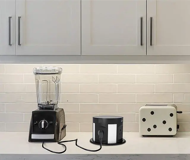 Alt view image 6 of 7 - Pop Up Outlet for Countertop, Recessed Power Strip with 4 AC Outlets, 2 USB A, 2 USB C Pop Up Socket, Wireless Charger Station for Kitchen Conference Workbench, ETL Listed