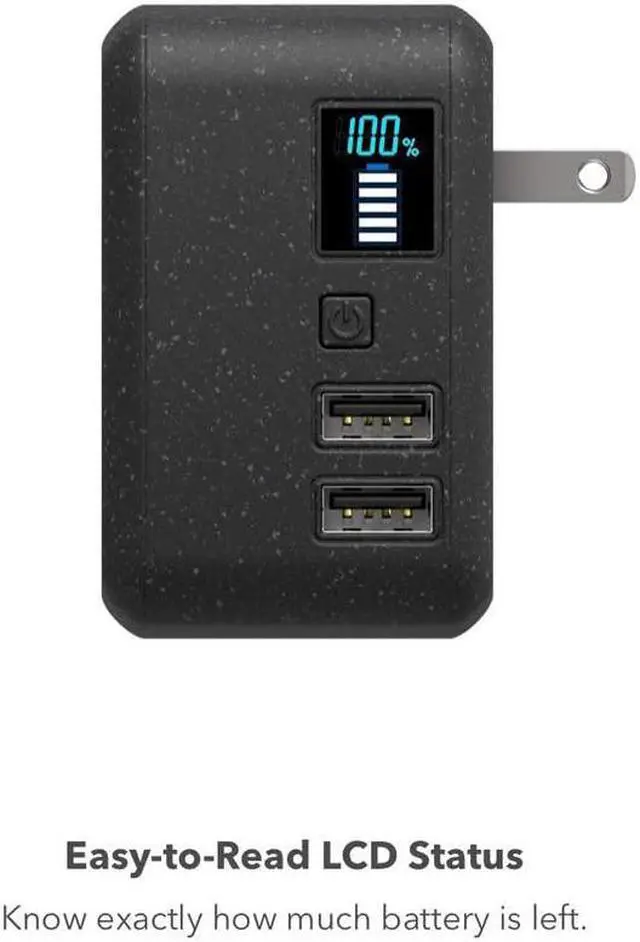 Alt view image 5 of 5 - HALO Portable Phone Charger Power Cube 10000mAh - Innovative Car Charger Power Bank with Dual USB Compatible Charging Ports Built-in Charging Adapters - Black (801105857)