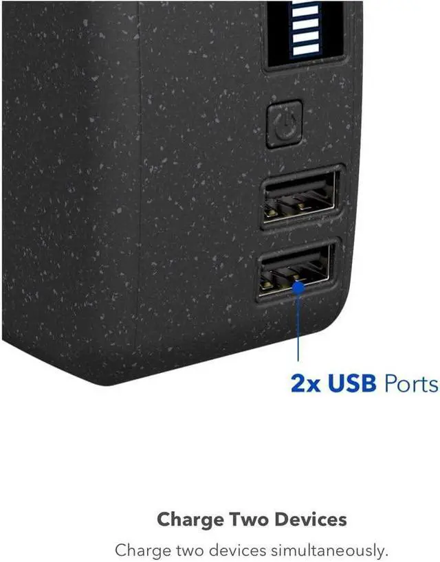 Alt view image 4 of 5 - HALO Portable Phone Charger Power Cube 10000mAh - Innovative Car Charger Power Bank with Dual USB Compatible Charging Ports Built-in Charging Adapters - Black (801105857)